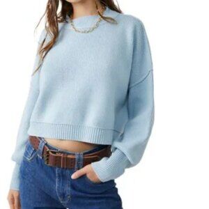 Free People Easy Rib Knit cropped sweater in Cloud Cruise